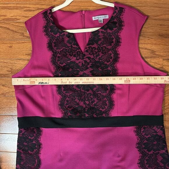 Danny and Nicole size 20 W sleeveless fuchsia with black lace dress - Picture 9 of 9